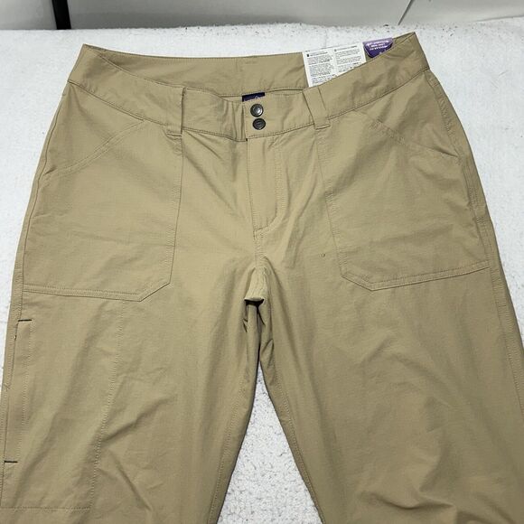 Patagonia Women's 12 Borderless Pants 40 UPF Straight Leg Low Rise Hiking Khaki - Picture 2 of 12